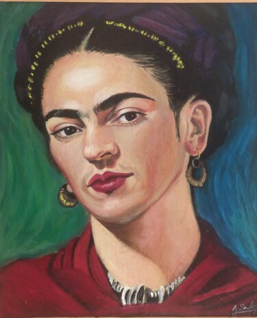 Malerei mit dem Titel "Frida Kahlo portrait" von Joaquín A. Sales, Original-Kunstwerk, Acryl