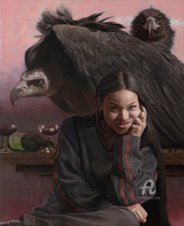 Painting titled "The Vultures" by Joaquín Maximiliano Martínez, Original Artwork, Oil