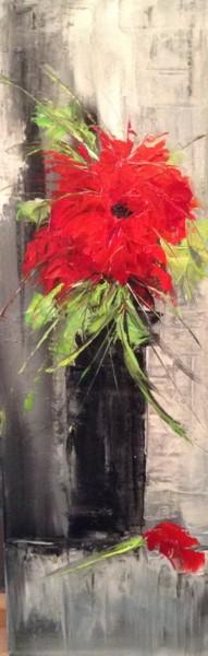 Картина под названием "Rouge et noir" - Jocelyne Lemieux, Подлинное произведение искусства, Масло Установлен на Деревянная р…