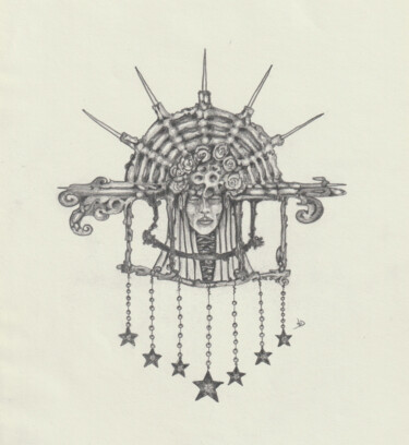 Disegno intitolato "La reine" da Joe Danielo, Opera d'arte originale, Matita