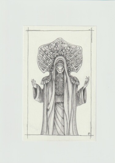 Zeichnungen mit dem Titel "La sainte sorcière" von Joe Danielo, Original-Kunstwerk, Bleistift