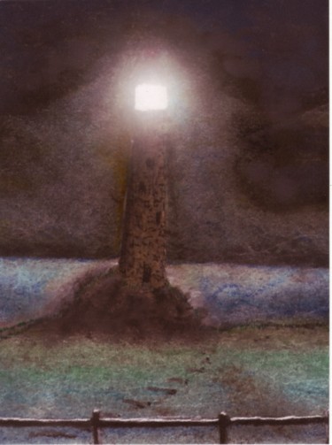Painting titled "Storm Cove Light" by Joe Pegasus, Original Artwork, Pastel