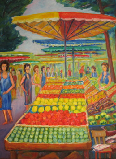 Malarstwo zatytułowany „marché  à   Toulon” autorstwa Joel Jeanniot, Oryginalna praca, Olej