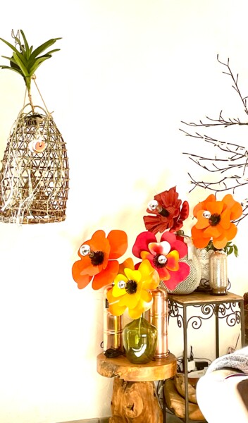 「Lampes fleurs pavot…」というタイトルのデザイン Joel Carpentier (Ambiance d'Antan)によって, オリジナルのアートワーク, ランプ