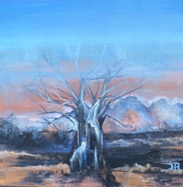 Painting titled "Blue baobab" by Joele Ardans, Original Artwork, Acrylic