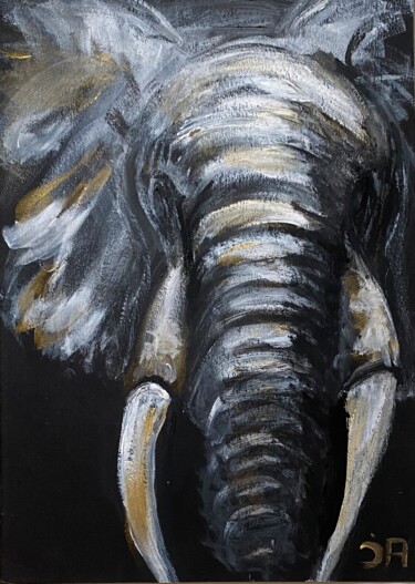 Peinture intitulée "Golden elephant" par Joele Ardans, Œuvre d'art originale, Acrylique
