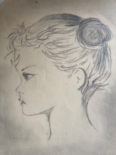 Zeichnungen mit dem Titel "Portrait d’enfant" von Joelle Adami, Original-Kunstwerk, Bleistift