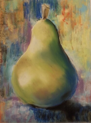 Painting titled "Belle poire" by Joëlle Butin, Original Artwork, Pastel