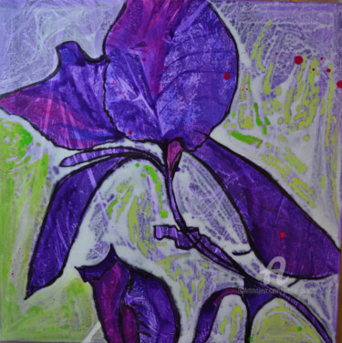Malerei mit dem Titel "Iris I" von Joëlle Dubois, Original-Kunstwerk, Acryl