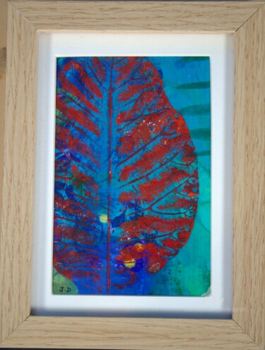 Painting titled "Feuille de cotinus…" by Joëlle Dubois, Original Artwork, Acrylic