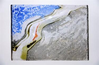 Scultura intitolato "la mer" da Joelle Gavin, Opera d'arte originale, Vetro Montato su Metallo