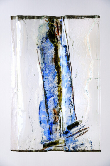 Scultura intitolato "tableau-verre- l'eau" da Joelle Gavin, Opera d'arte originale, Vetro