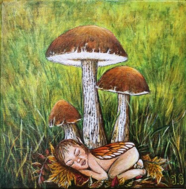 제목이 "La nature s'endort"인 미술작품 Joëlle Gerardi로, 원작, 아크릴 나무 들것 프레임에 장착됨
