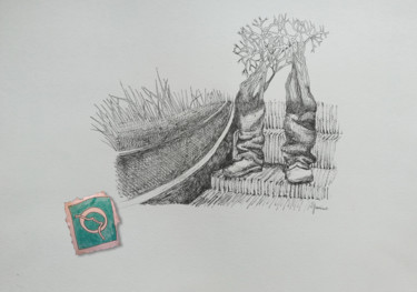 Rysunek zatytułowany „Chimère dans le mét…” autorstwa Joelle Morisset, Oryginalna praca, Atrament
