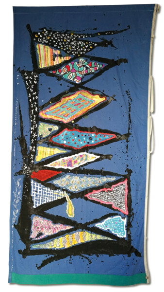 Sztuka tkaniny zatytułowany „tenture losange sur…” autorstwa Joelle Morisset, Oryginalna praca, Akryl