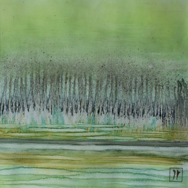 Peinture intitulée "Refuge végétal" par Joëlle Rhode, Œuvre d'art originale, Huile Monté sur Carton