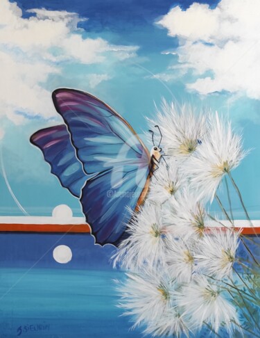 Peinture intitulée "Le papillon" par Joëlle Sieurin, Œuvre d'art originale, Acrylique