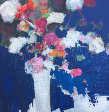 Painting titled "Bouquet bleu" by Joelle Nefti Troussier, Original Artwork, Acrylic