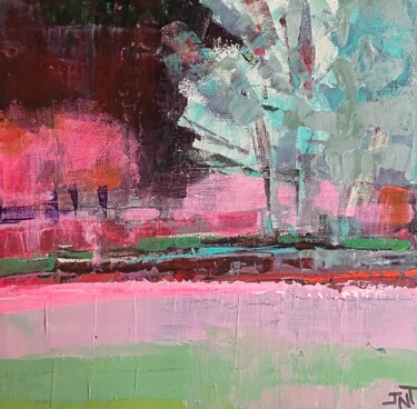 Painting titled "campagne" by Joelle Troussier, Original Artwork, Acrylic