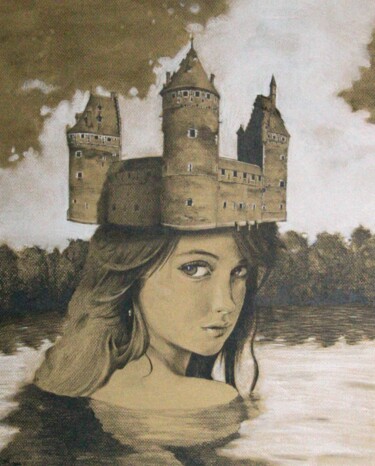 Zeichnungen mit dem Titel "Lady of the Lake" von Joeri Van Royen, Original-Kunstwerk, Andere