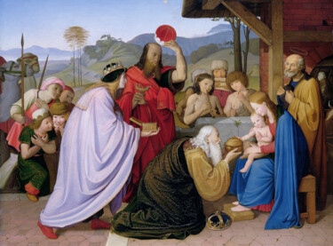 Картина под названием "L’adoration des mag…" - Johann Friedrich Overbeck, Подлинное произведение искусства, Масло