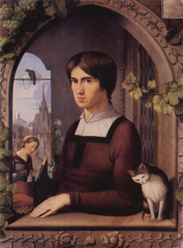 Painting titled "Portrait du peintre…" by Johann Friedrich Overbeck, Original Artwork, Oil