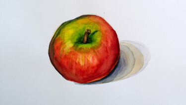 Peinture intitulée "Apfel" par Johann Krammer, Œuvre d'art originale, Aquarelle