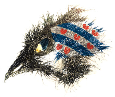 Digitale Kunst mit dem Titel "Pandemi Bird Frisian" von Johann Sidlo, Original-Kunstwerk, Digitale Malerei