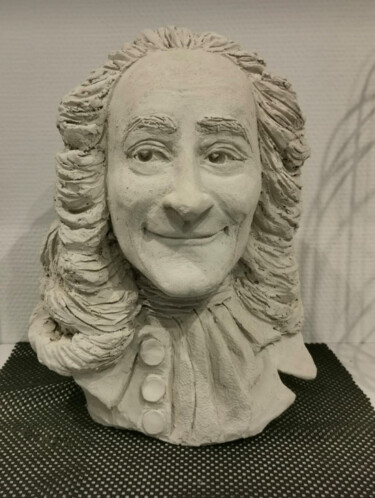 Sculpture titled "Voltaire" by Johanne Mcleod, Original Artwork, Clay