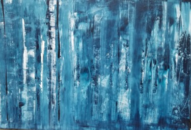 Painting titled "Blue  Forest" by Johanne Monique Dufour (Monique J Dufour), Original Artwork, Acrylic Mounted on Wood Stret…