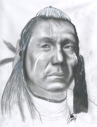 Drawing titled "Chief Red Wing" by John Creekmore, Original Artwork, Pencil