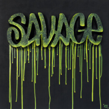 Ζωγραφική με τίτλο "Yellow Savage" από John Fluo, Αυθεντικά έργα τέχνης, Ακρυλικό