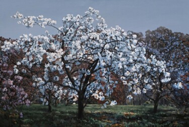 Painting titled "Flowering Cherry" by John Hancock, Original Artwork, Oil