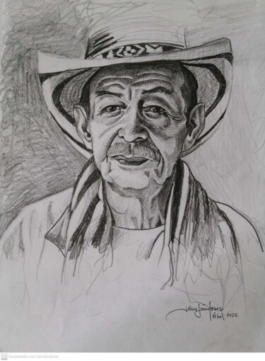 Drawing titled "Campesino colombiano" by John Jairo Isaza, Original Artwork, Pencil