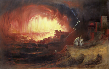 Schilderij getiteld "La destruction de S…" door John Martin, Origineel Kunstwerk, Olie
