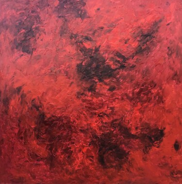 Painting titled "Journey in Red" by John O’Sullivan, Original Artwork, Oil Mounted on Wood Stretcher frame