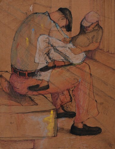 Σχέδιο με τίτλο "Time Passes" από John Powell, Αυθεντικά έργα τέχνης, Μελάνι