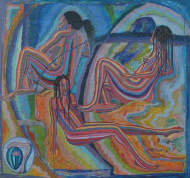 Painting titled "Three graces" by John Powell, Original Artwork, Acrylic