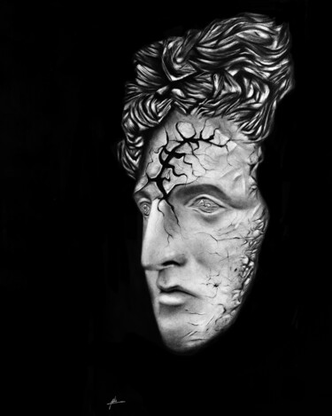 Dibujo titulada "Apollo" por John Thomas, Obra de arte original, Carbón