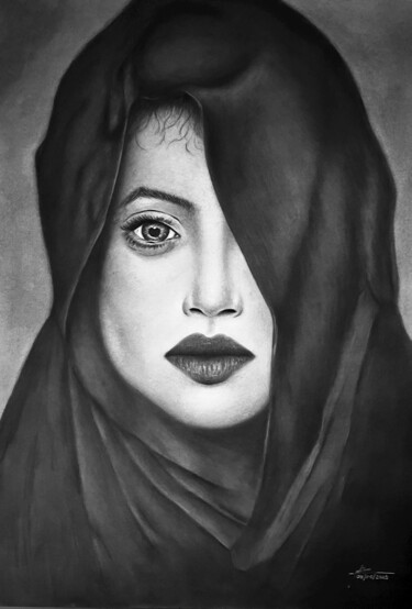 Dessin intitulée "Arab Woman" par John Thomas, Œuvre d'art originale, Graphite