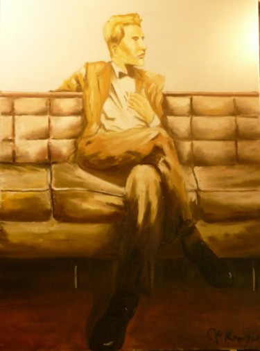 Peinture intitulée "jeune homme assi" par Mc Kenzie, Œuvre d'art originale, Huile