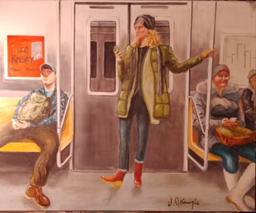 Schilderij getiteld "Metro NY 6" door Mc Kenzie, Origineel Kunstwerk, Olie