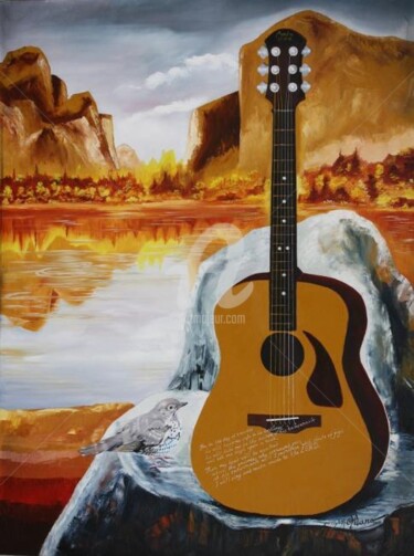 Painting titled "My Guitar, My Song…" by Johnny E.S.J. Otilano, Original Artwork, Oil