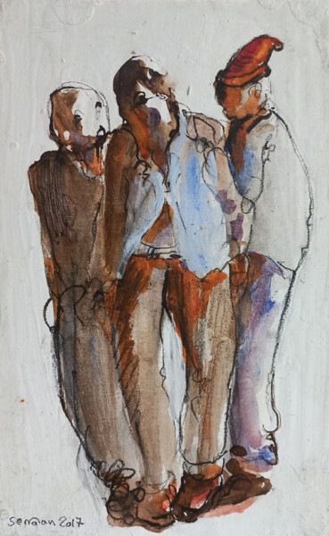 Painting titled "The three strangers" by Johnny Semaan, Original Artwork, Acrylic