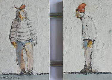 Peinture intitulée "The orange hat" par Johnny Semaan, Œuvre d'art originale, Acrylique