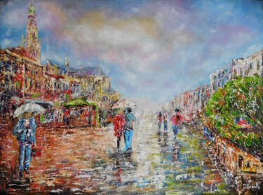 "A rainy day in Breda" başlıklı Tablo Joke Bennis tarafından, Orijinal sanat, Petrol Ahşap Sedye çerçevesi üzerine monte edi…