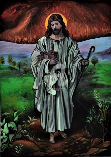 Pintura intitulada "Peinture jésus le s…" por Joky, Obras de arte originais, Óleo
