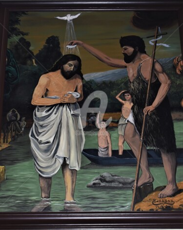 Painting titled "Baptism of jesus pa…" by Joky, Original Artwork, Oil
