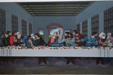 Картина под названием "jésus peinture" - Joky, Подлинное произведение искусства, Масло