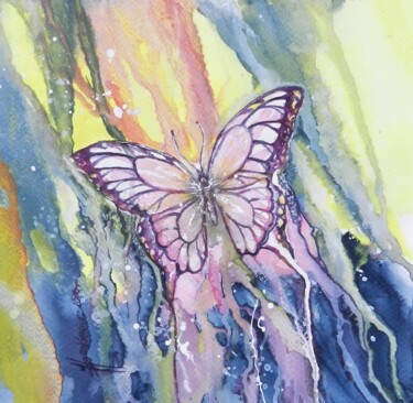 Peinture intitulée "Motyl V" par Jolanta Frankiewicz, Œuvre d'art originale, Aquarelle